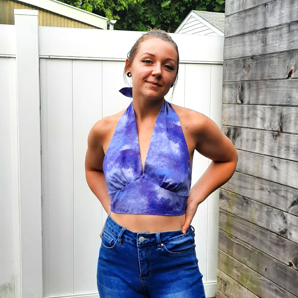 SOCIETY'S ATTIC Purple Tie Dye Halter Top